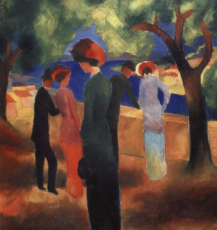 kvinna i gron jacka, auguste macke